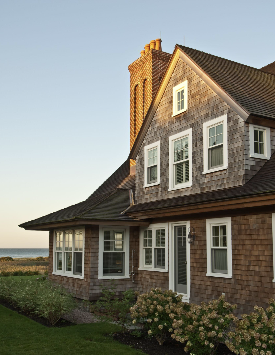 Rhode Island coastal cedar shingle new home exterior